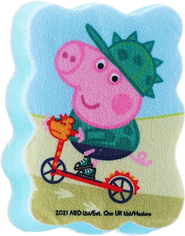 Gąbka do kąpieli dla dzieci Świnka Peppa, George na rowerze, niebieska - Suavipiel Peppa Pig Bath Sponge — Zdjęcie N1