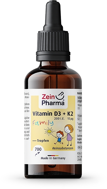 Suplement diety dla całej rodziny Witamina D3 + K2, krople - ZeinPharma Vitamin D3 + K2 Family Drops — Zdjęcie N2
