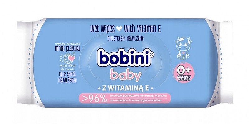 Nawilżane chusteczki dla niemowląt z witaminą E, 60 szt. - Bobini — Zdjęcie N1
