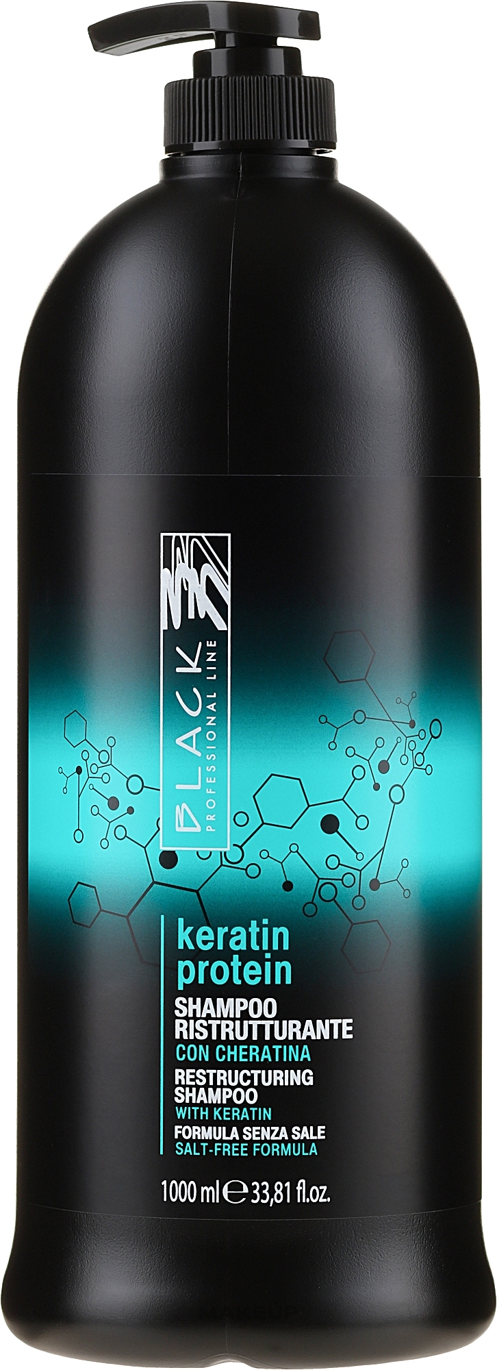 PRZECENA! Restrukturyzujący szampon do włosów zniszczonych z proteinami keratyny - Black Professional Line Keratin Protein Restructuring Shampoo * — Zdjęcie 1000 ml
