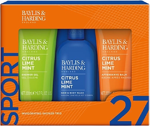 PRZECENA! Zestaw - Baylis & Harding Citrus Lime Mint Invigorating Shower Trio Gift Set (hair/body/wash/300ml + sh/gel/200ml + ash/balm/200ml) * — Zdjęcie N1