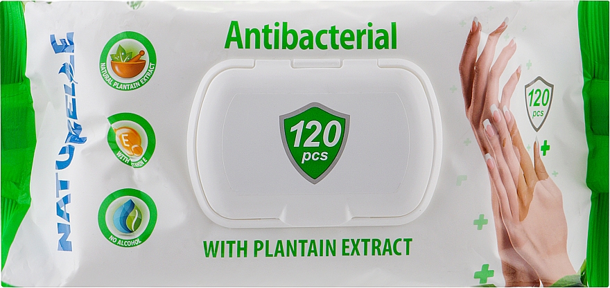 Nawilżane chusteczki antybakteryjne, 120 szt. - Naturelle Antibacterial With Plantain Extract Wet Wipes — Zdjęcie N1