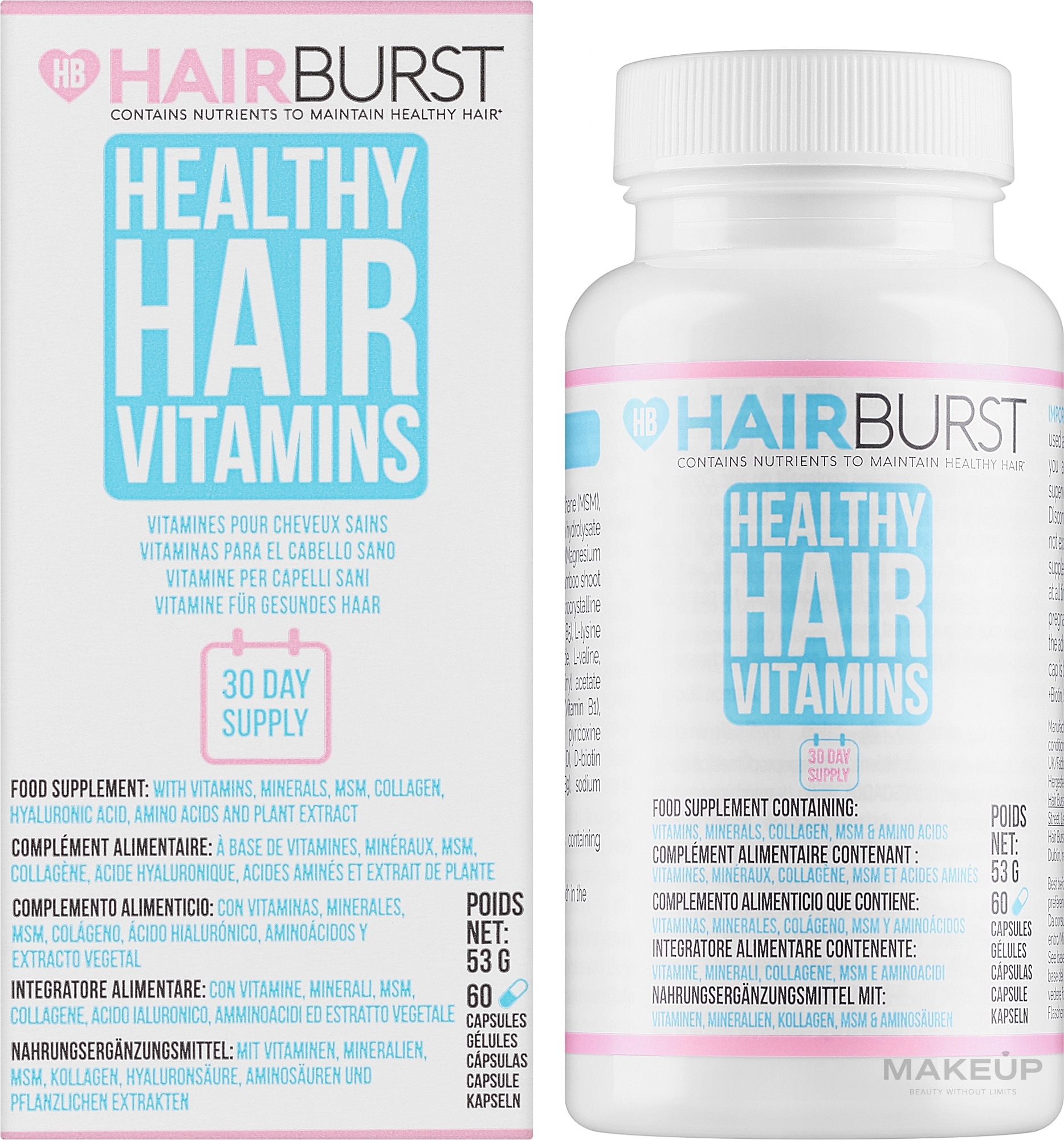 Witaminy w kapsułkach na porost i wzmocnienie włosów - Hairburst Healthy Hair Vitamins — Zdjęcie 60 szt.