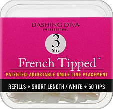 Kup Krótkie tipsy French - Dashing Diva French Tipped Short White 50 Tips (Size 3)