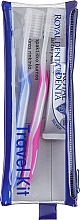Kup Zestaw - Royal Denta Travel Kit Silver (toothbrush/2pcs + toothpaste/20g + cosmetic bag/1pc)