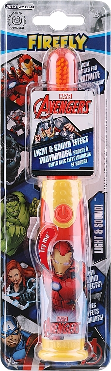 Elektryczna szczoteczka do zębów dla dzieci, miękka, żółto-czerwona - Firefly Marvel Avengers Captain Marvel Light & Sound Toothbrush — Zdjęcie N1