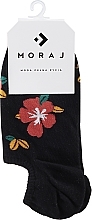 Kup Bawełniane skarpety damskie w kwiaty, czarne - Moraj