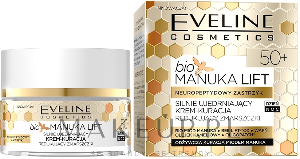 Ujędrniający krem-kuracja redukujący zmarszczki na dzień i na noc 50+ - Eveline Cosmetics bioManuka Lift  — Zdjęcie 50 ml