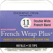 Kup Tipsy - Dashing Diva French Wrap Plus Double Wide White 50 Tips (Size 11)