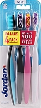 Miękka szczoteczka do zębów, 4 sztuki, czarna+różowa+liliowa - Jordan Ultimate You Soft Toothbrush — Zdjęcie N1