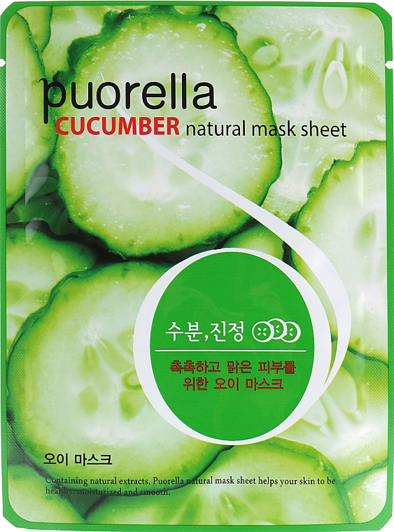 Maska na tkaninie z ogórkiem - Puorella Cucumber Natural Mask Sheet — Zdjęcie N1