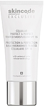 Koloryzujący krem do twarzy, SPF 15 - Skincode Exclusive Cellular Protect&Perfect Tinted Moisturizer — Zdjęcie N1