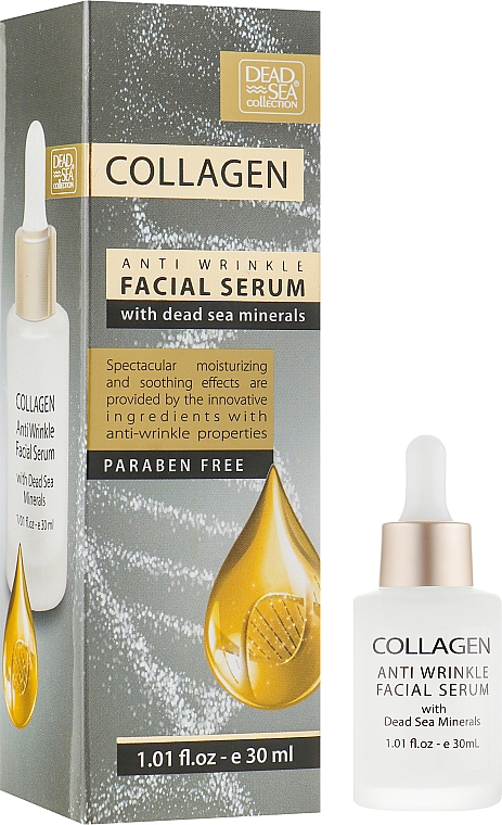 Bursztynowe serum przeciwzmarszczkowe na twarz, szyję i dekolt - Dead Sea Collection Collagen Anti-Wrinkle Facial Serum