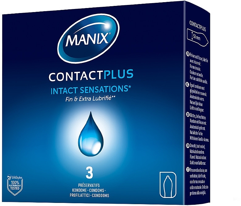 Prezerwatywy, 3 sztuki - Manix Contact Plus — Zdjęcie N1