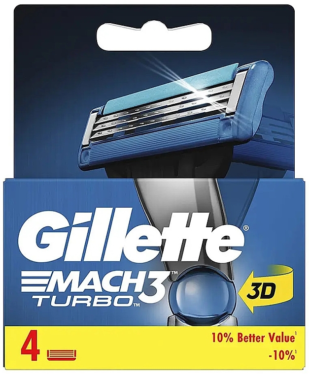 Wymienne wkłady do golarki, 4 szt. - Gillette Mach 3 Turbo 3D — Zdjęcie N1