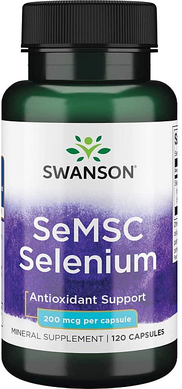Suplement diety Minerały, 200 mcg, 120 kapsułek - Swanson SeMSC Selenium — Zdjęcie N1