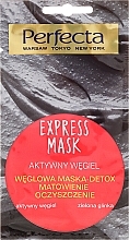 Kup WYPRZEDAŻ  Węglowa maska-detoks Matowienie i oczyszczenie - Perfecta Express Mask *