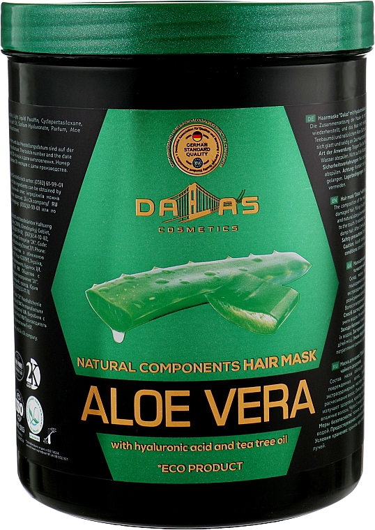 Maska do włosów z kwasem hialuronowym, aloesem i olejkiem z drzewa herbacianego - Dalas Cosmetics Aloe Vera Hair Mask