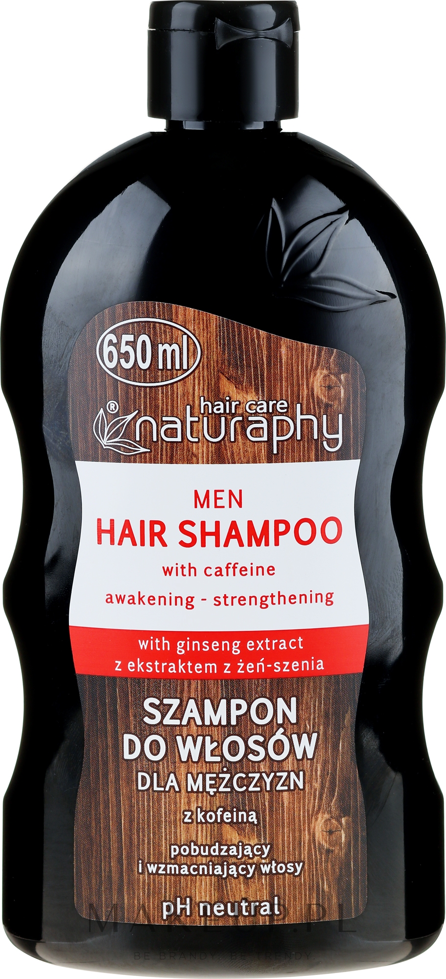 Szampon do włosów dla mężczyzn z kofeiną - Naturaphy — Zdjęcie 650 ml