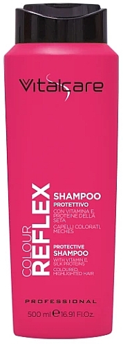 Szampon z witaminą E i proteinami jedwabiu do włosów farbowanych - Vitalcare Professional Colour Reflex Shampoo — Zdjęcie N1