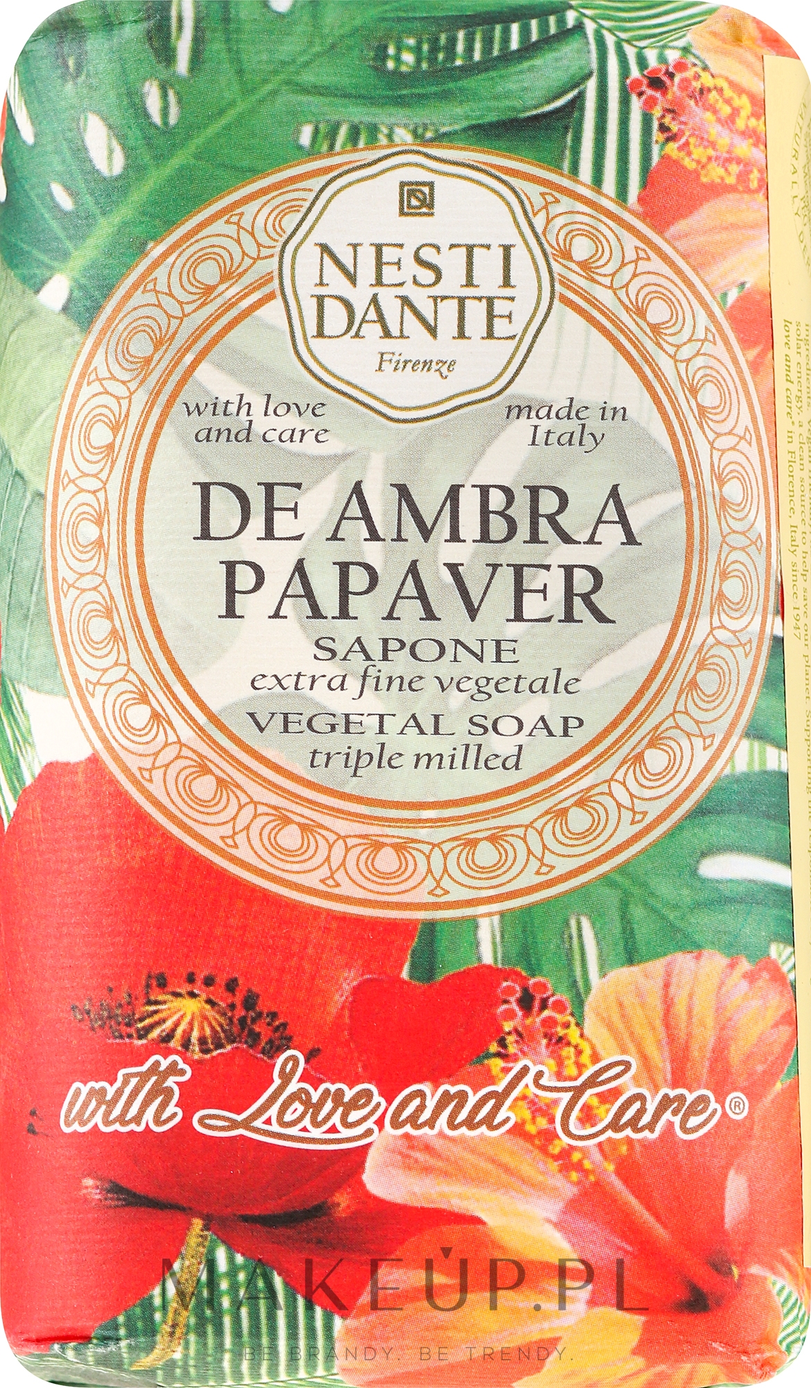 Roślinne mydło w kostce Ambra i czerwony mak - Nesti Dante — Zdjęcie 250 g