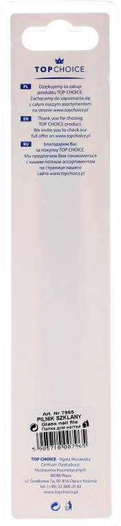 Szklany pilnik do paznokci, 14 cm, 7965, niebieski - Top Choice — Zdjęcie N2