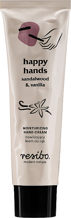 Nawilżający krem do rąk Drzewo sandałowe i wanilia - Resibo Happy Hands Moisturizing Hand Cream Sandalwood & Vanilla — Zdjęcie N1