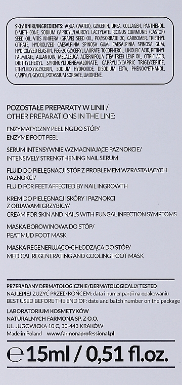Skoncentrowane serum do paznokci z objawami onycholizy - Farmona Professional Podologic Medical Concentrated Serum For Nails With Symptoms Of Onycholysis — Zdjęcie N2