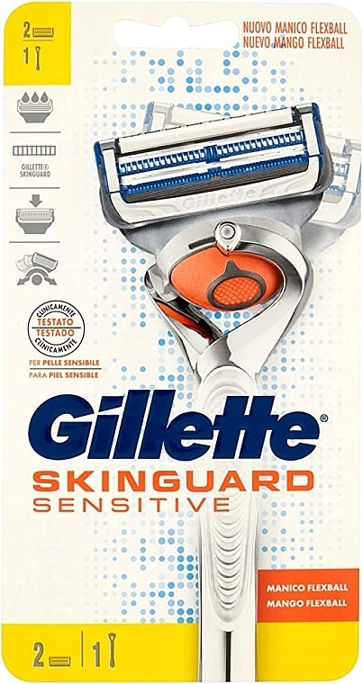 Maszynka do golenia z 2 wymiennymi wkładami - Gillette Skinguard Sensitive Power Flexball — Zdjęcie N1