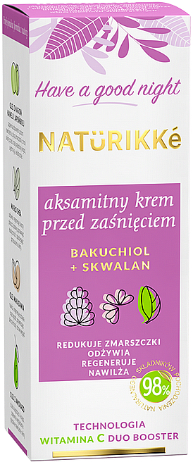 Przeciwzmarszczkowy aksamitny krem przed zaśnięciem Bakuchiol i skwalan - Naturikke Bakuchiol Night Cream — Zdjęcie N1