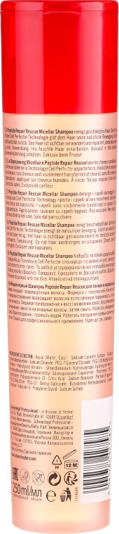 Micelarny szampon do włosów normalnych i zniszczonych - Schwarzkopf Professional Bonacure Peptide Repair Micellar Shampoo — Zdjęcie N2