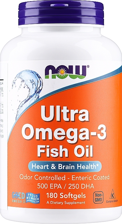 Naturalny koncentrat tranu w żelowych kapsułkach wspierający pracę mózgu - Now Foods Ultra Omega-3 3500 EPA/250 DHA — Zdjęcie N3