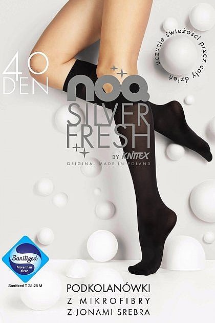 Podkolanówki damskie Silver Fresh z jonami srebra 40 Den, nero - Knittex — Zdjęcie N1