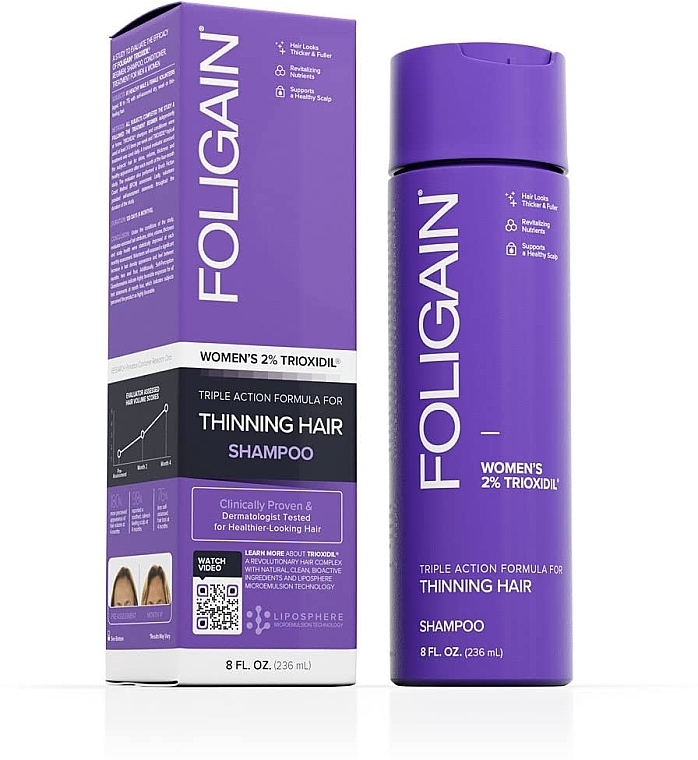 Szampon przeciw wypadaniu włosów dla kobiet - Foligain Women's Triple Action Shampoo For Thinning Hair — Zdjęcie N1