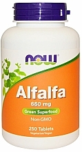Suplement diety Alfalfa, 650 mg - Now Foods Alfalfa — Zdjęcie N2