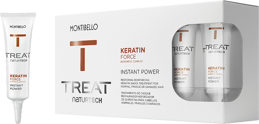 Wzmacniająca ampułka do włosów zniszczonych, łamliwych i delikatnych - Montibello Treat NaturTech Keratin Force Power — Zdjęcie N1