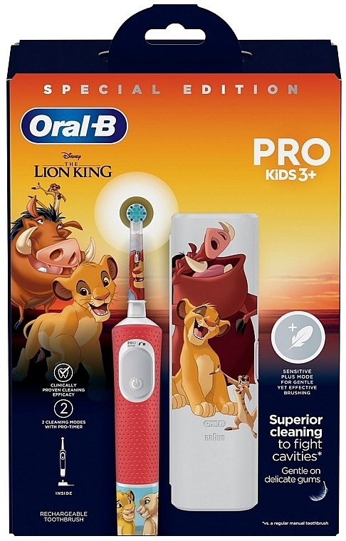 Elektryczna szczoteczka do zębów dla dzieci z futerałem podróżnym, Król Lew - Oral-B Pro Kids 3+ Disney The Lion King — Zdjęcie N4