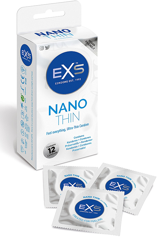 Ultracienkie prezerwatywy, 12 szt. - EXS Condoms Nano Thin Ultra — Zdjęcie N1
