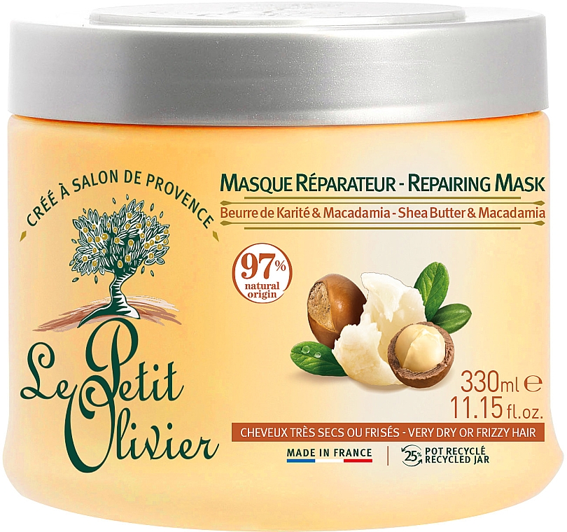 Odżywcza maska do włosów kręconych - Le Petit Olivier Shea Butter And Macadamia oil Regenerating Mask — Zdjęcie N1