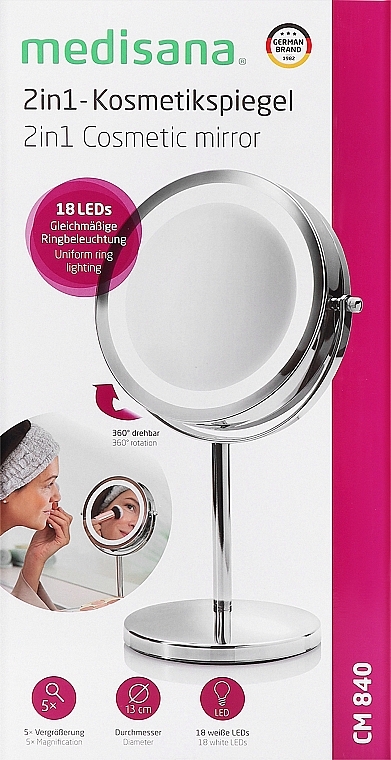 Dwustronne lusterko kosmetyczne - Medisana CM 840 Cosmetics Mirror 2in1 — Zdjęcie N1