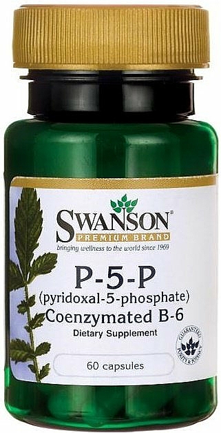 Suplement diety Fosforan piradoksalu 20 mg, 60 szt. - Swanson P-5-P Pyridoxal-5-Phosphate — Zdjęcie N1