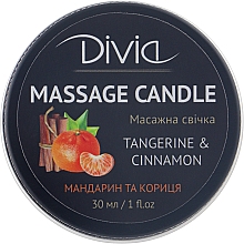 Świeca do masażu dłoni i ciała Mandarynka i cynamon, Di1570 (30 ml) - Divia Massage Candle Hand & Body Tangerine & Cinnamon Di1570 (30 ml) — Zdjęcie N1