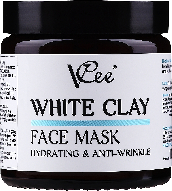Nawilżająca maska przeciwzmarszczkowa z białej glinki do twarzy - VCee White Clay Face Mask Hidrating&Anti-Wrinkle — Zdjęcie N1