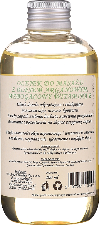 Olejek do masażu ciała Zielona herbata - Fergio Bellaro Massage Oil Green Tea — Zdjęcie N4