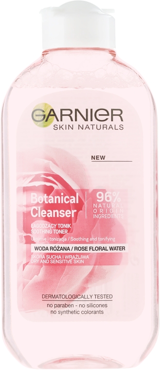 Łagodzący tonik z wodą różaną - Garnier Skin Naturals Botanical Rose Water Soothing Toner — Zdjęcie N1