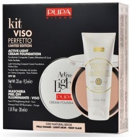 Zestaw - Pupa Kit Viso Perfetto Active Light Cream Foundation Compact And Maschera Peel Off Illuminante — Zdjęcie N1