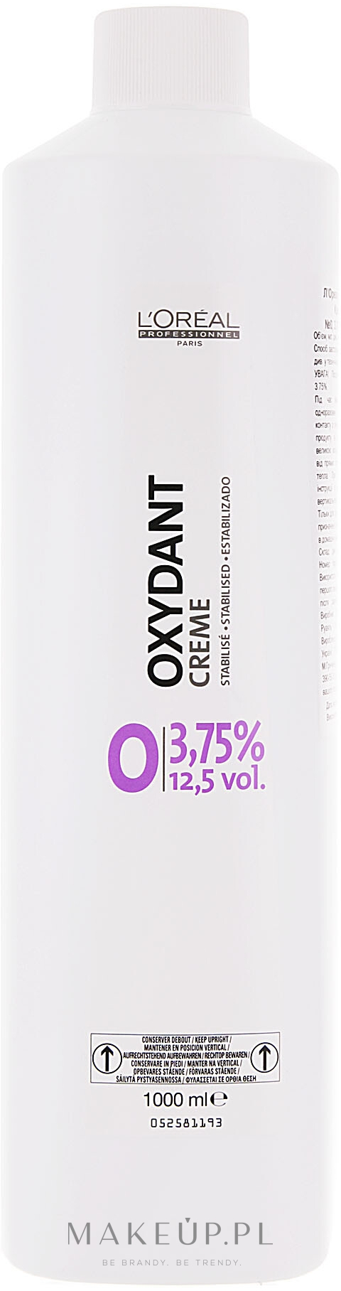 Kremowy oksydant do włosów 3,75% - L'Oreal Professionnel Oxydant Creme 12,5 Vol. — Zdjęcie 1000 ml