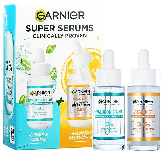 Zestaw - Garnier Skin Naturals Super Serums Clinically Proven (serum/2x30ml) — Zdjęcie N2