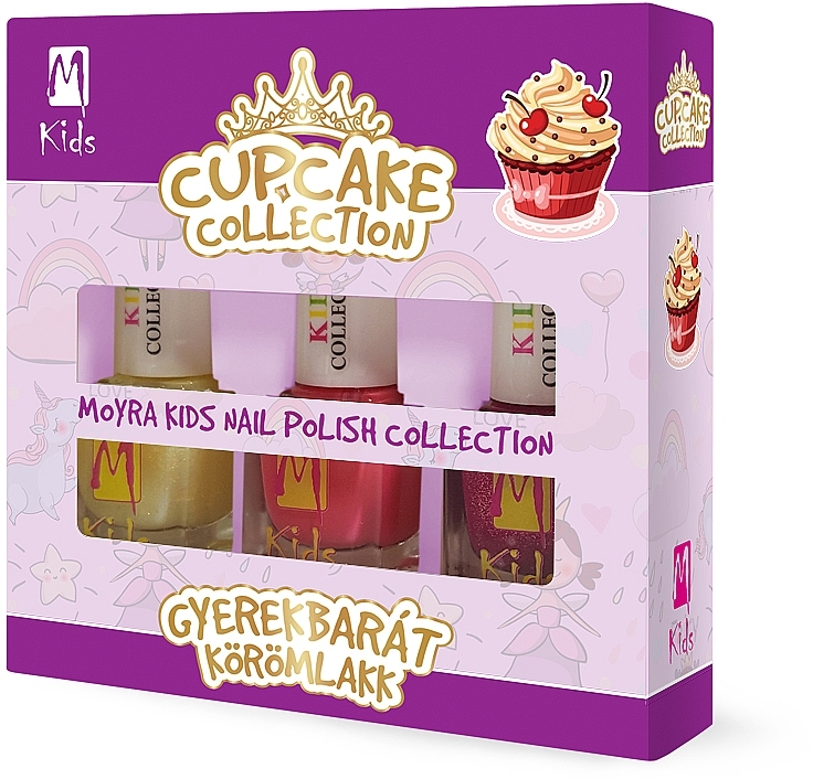 Zestaw lakierów do paznokci - Moyra Kids Effect Nail Polish Cupcake Collection (3x7ml) — Zdjęcie N1