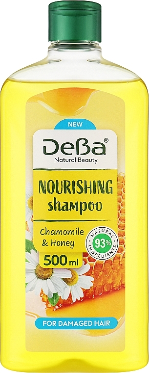 Odżywczy szampon z ekstraktem z rumianku i miodem do włosów zniszczonych - DeBa Nourishing Shampoo Chamomille & Honey — Zdjęcie N1